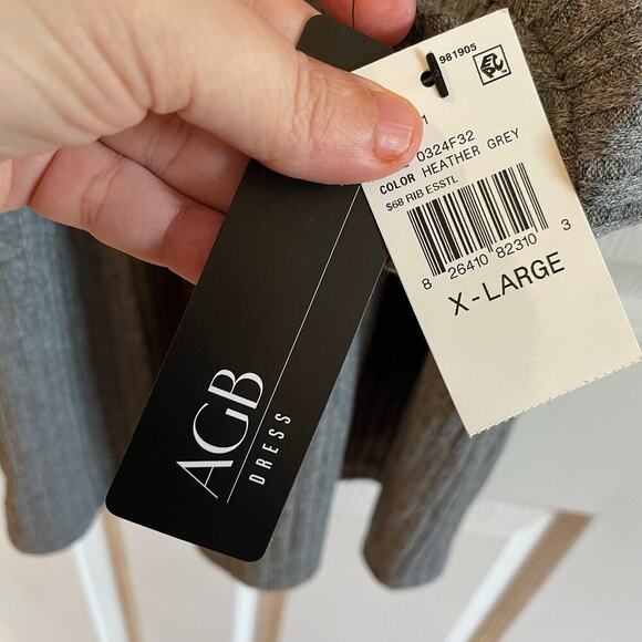 NWT Women’s AGB Dress Heather Grey ribbed knit comfort long sleeve size XL - Picture 4 of 14